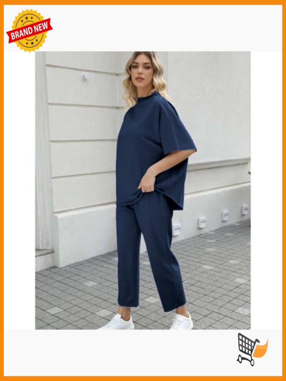 Women's Two Piece Lounge Set Batwing Sleeve Top Wide Leg Pants - Picture 4 of 7